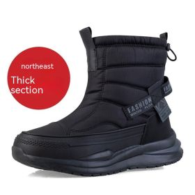 Winter Wool Lining Waterproof Casual Men's Cotton Shoes (Option: Z88 Black Women's-37)