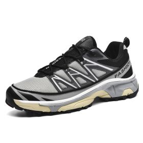 Running Shoes Mesh Sneakers Hiking Boots (Option: Black Gold Gray-44)